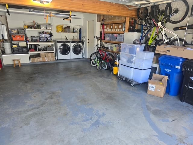 Organized Pacific Palisades garage before hidden ceiling leak detection work began