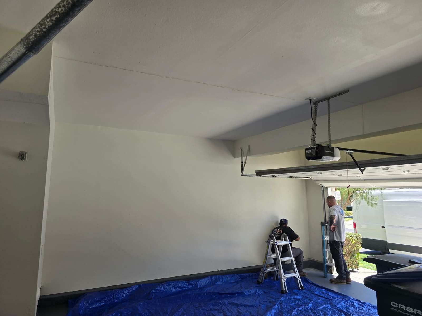 Floor protection and containment across the garage during the Aliso Viejo pipe reroute